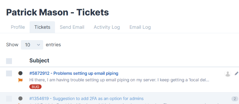 User Tickets