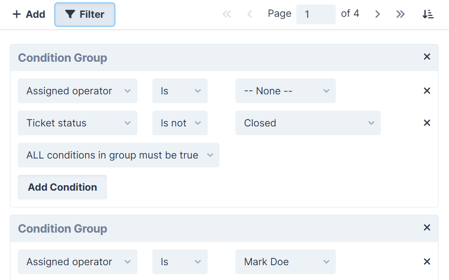 Ticket Grid Filtering